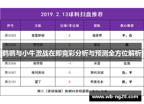 鹈鹕与小牛激战在即竞彩分析与预测全方位解析